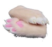 Fursuit paws gloves Multiple colors to choose from Furry claws Cosplay exhibition costumes Cat paw glove (Beige, One Size)