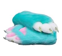 Fursuit paws gloves Multiple colors to choose from Furry claws Cosplay exhibition costumes Cat paw glove (green, One Size)