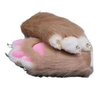 Fursuit paws gloves Multiple colors to choose from Furry claws Cosplay exhibition costumes Cat paw glove (camel, One Size)