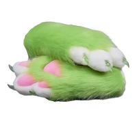 Fursuit paws gloves Multiple colors to choose from Furry claws Cosplay exhibition costumes Cat paw glove (yellowish green, One Size)