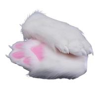 Fursuit paws gloves Multiple colors to choose from Furry claws Cosplay exhibition costumes Cat paw glove (white, One Size)