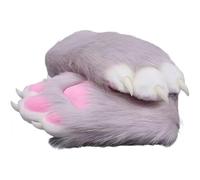 Fursuit paws gloves Multiple colors to choose from Furry claws Cosplay exhibition costumes Cat paw glove (Light gray, One Size)