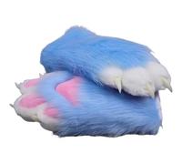 Fursuit paws gloves Multiple colors to choose from Furry claws Cosplay exhibition costumes Cat paw glove (sky blue, One Size)