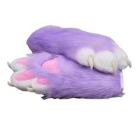 Fursuit paws gloves Multiple colors to choose from Furry claws Cosplay exhibition costumes Cat paw glove (Purple, One Size)