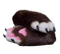 Fursuit paws gloves Multiple colors to choose from Furry claws Cosplay exhibition costumes Cat paw glove (coffee, One Size)