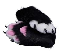 Fursuit paws gloves Multiple colors to choose from Furry claws Cosplay exhibition costumes Cat paw glove (black, One Size)