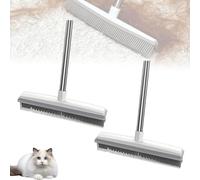Fursweep, Meowora Fursweep Pro Pet Cleaning Brush, 2 in 1 Dual Action Carpets Scrubber and Fur Remover with Adjustable Long Handle, for Household Floor Tile Window Mats Couch Pet Owner (2 Pcs White)