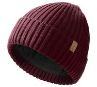 FURTALK Beanie Hat Men Women Fleece Lined Winter Hats Warm Thermal Hat Knit Cuffed Beanie Unisex Plain Skull Cap Wine Red