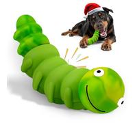 FurtasticFinds Caterpillar Dog Chew Toys for Aggressive Chewers, Tough Indestructible Squeaky Dog Toy with Beef Flavor Nylon Rubber for Large Medium Dogs to Keep Them Busy and Reduce Boredom (Green)