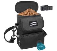 Furtent Dog Treat Pouch, 3 Ways to Wear Dog Walking Bag with Large Capacity Removable Inner Compartment, Adjustable Waist Belt and Shoulder Strap, Ideal for Dog Training and Daily Use, Black