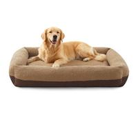 FURTIME Washable Dog Bed Extra Large Sized Dogs, Washable Comfy Fluffy XL Dog Bed, Removable Zipper Cover Machine Wash, Soft Sleeping Bed Durable Pet Cuddler with Anti-Slip Bottom, 42"x30"x8", Brown