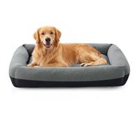 FURTIME Washable Dog Bed Extra Large Sized Dogs, Washable Comfy Fluffy XL Dog Bed, Removable Zipper Cover Machine Wash, Durable Sleeping Pet Cuddler Bed with Anti-Slip Bottom, 42x30x8 in, Dark Grey