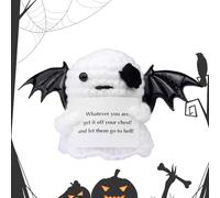 Furtryvl Funny Crochet Ghost | Halloween Knitted Ghost Toy with Positive Card,Motivational Things Crocheted Handmade Emotion Toys Desk Decorations for School Dorm Offices Mothers