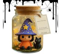 Furtryvl Halloween Figurine Jar - Witch Figurine with Cat and Hat - Halloween Table Centerpiece Crafts, Party Favor for Photography Living Room Bathroom Study Bedroom College Dorm