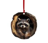 Furtryvl Racoon Owl Christmas Tree Decorations, Acrylic Raccoon Tree Pendant, Cute Animal Hanging Ornaments, Rustic Seasonal Décor, 2D Pendant Animal Tree Ornament for Tree, Ceiling