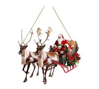 Furtryvl Reindeer Sleigh Santa Christmas Tree Decorations, 2D Flat Acrylic Christmas Reindeer Sleigh Ornament, Holiday Sleigh With Reindeers, Sleigh Reindeers Decorations