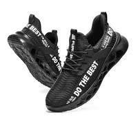 Furuian Steel Toe Sneakers for Men Women Lightweight Safety Shoes Comfortable Puncture Proof Slip On Indestructible Work Shoes, Black, 13.5 Women/12 Men