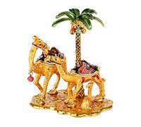 Furuida Vacation Camel Family Trinket Boxes with Hinged Coconut Bell Enamel Hand-Painted Animals Ornaments Unique Gift for Home Decor