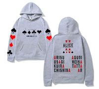 furuide Alice in Borderland Pullover Hoodie, Cosy Unisex Long Sleeve Sweatshirt (grey,M)