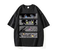 furuide Blue Lock Anime Graphic Print Black Cotton T-Shirt, Unisex Short Sleeve Casual Top (Black-6,S)