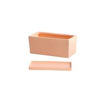 FURUIM2024M Plants Flower Pots Ceramic Rectangular Planter with Tray Scandinavian Simple Succulent Green Office Desktop Perforated Small Potting Ware Gardening Pot(Orange with Tray,Small)