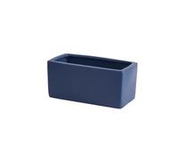 FURUIM2024M Plants Flower Pots Ceramic Rectangular Planter with Tray Scandinavian Simple Succulent Green Office Desktop Perforated Small Potting Ware Gardening Pot(Deep Blue,Medium)