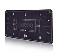FURUISEN Professional Poker Mat 180 x 90 cm, 8 Player Portable Rubber Texas Hold'em Poker Table Top Layout w/Carrying Bag to Play Cards, Poker Games, Blackjack, Casino (Rectangle-Black)