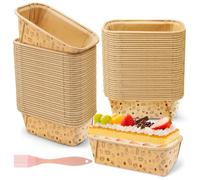 Furuising 100 Pcs Mini Loaf Cake Cases with Printed Pattern 8 x 4 x 4 cm