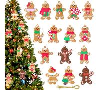 Furuising 15Pcs Christmas Gingerbread Man Ornaments, Cute Gingerbread Christmas Decorations, Christmas Tree Hanging Pendant for Christmas DIY Decoration Party Supplies
