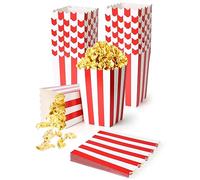 Furuising 20Pcs Large Popcorn Boxes, (5.5" Tall x 2.8" Square) Red Popcorn Bags for Party, Reusable Big Popcorn Box, Paper Candy Containers Bucket for Movie Night Birthday Sleepover Christmas Parties