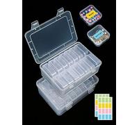 Furuising 28Pcs Mini Plastic Storage Boxes with Lid, Clear Containers, Small Beads Organizer, Empty Craft Organizer with 2 Big Clear Containers for Jewelry Beads, Earrings, Craft