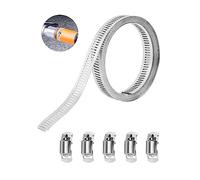 Furuising 2m/6.5ft Large Jubilee Clips, Adjustable Hose Clip, 304 Stainless Steel Hose Clamp with 5 Fasteners for Plumbing, Fuel Line, Pipe Clamps, Intercooler Tube, Exhaust Ducting