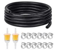 Furuising 3 Meters Fuel Pipe 8mm ID, 5/16 Inch Fuel Line Set, Rubber Fuel Hose with 2pcs 6 mm / 8 mm Petrol Filter + 12 Hose Clamps for Motorcycle, Lawnmowers, Car, Engines