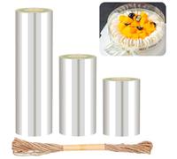 Furuising 3 Rolls Cake Collar 20cm/15cm/10cm x 10m Transparent Acetate Sheets for DIY Baking, Thickened Acetate Roll Cake Strips Cake Edge Films for Cake Decorating Chocolate Mousse Crafting