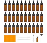 Furuising 30Pcs Mini Dropper Bottle, 5ml Lab Dropping Bottles, Refillable Pipette Dropper Bottle, Empty Glass Dropper Bottles with 2 Droppers, 1 Syringe for Essential Oils Perfume Cosmetic Liquid