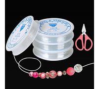 Furuising 4 Rolls Elastic Bracelet String, 1mm Clear String for Bracelet Making, Durable & Strong Elastic Cord for Jewellery Making Nylon Thread with 1pc Scissors for Beads DIY Crafts (1.0 mm x 4 m)