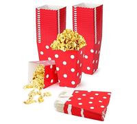 Furuising 40Pcs Mini Popcorn Boxes, 2.8x2x4.5Inch Red Popcorn Bags for Party, Reusable Small Popcorn Box, Paper Candy Containers Bucket for Movie Night Birthday Sleepover Christmas Day Parties