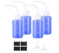 Furuising 4Pcs Safety Wash Bottle 150ml, 5oz Lab Wash Bottles, Plastic Squeeze Bottle for Lab, Clear Wash Squirty Bottles, Bend Mouth Tattoo Bottle with Scale, Labels for Plant Watering, Tattoo