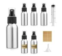 Furuising 5PCS Aluminum Spray Bottles, 30ML Fine Mist Spray Bottle, Refillable Small Spray Bottle, Empty Travel Atomiser Containers with 20ml Syringe Funnel for Travel Toner Face Spray Cleaning
