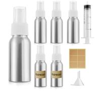 Furuising 5PCS Aluminum Spray Bottles, 50ML Fine Mist Spray Bottle, Refillable Small Spray Bottle, Empty Travel Atomiser Containers with 20ml Syringe Funnel for Travel Toner Face Spray Cleaning