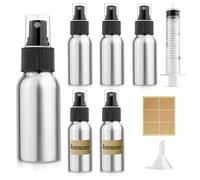 Furuising 5PCS Aluminum Spray Bottles, 50ML Fine Mist Spray Bottle, Refillable Small Spray Bottle, Empty Travel Atomiser Containers with 20ml Syringe Funnel for Travel Toner Face Spray Cleaning