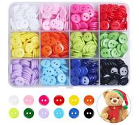 Furuising 600Pcs Assorted Buttons for Cardigans, 11.5mm Mixed Buttons for Crafting, 2 Holes Colorful Resin Button with Storage Box for Sewing, Handmade