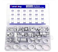 Furuising 720Pcs Washers for Screws Set, 24 Sizes Aluminium Flat Penny Washers, M5 M6 M8 M10 M12 M14 M16 M18 M20 M22 M24, Sump Pug Washer for Bolts Home Automotive Shop Factories Repair Construction