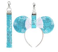 Furutonhe Mouse Ears Headband Holder for Backpack Sequin Lanyard Keychain Park Trip Essentials Bag Charms Organizer Decor, Blue, One Size