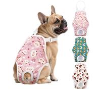 FurVeluxia 3 Pack Washable Female Dog Diapers Sanitary Pantie with Adjustable Suspender, Reusable Doggy Diapers Super Absorbent Leakproof for Dog in Heat(S, Animal)