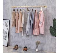 FURVOKIA Industrial Pipe Wall Mounted Clothes Hanging Shelves System,Metal Clothing Towel Rack,Garment Rack Perfect for Retail Display,Closet Organization (One Pipe Shelves, Gold, 31.5" L x 11.8" D)