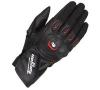 Furygan Volt Leather Textile Motorcycle Motorbike Short Gloves - Black / Red