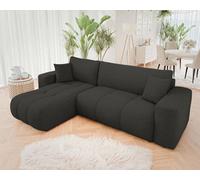 Furyn Convertible Graphite Velvet Corner Sofa Bed With Storage And Adjustable Side