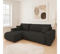 Furyn Velvet Fabric Corner Sofa Bed With Storage Universal Side Graphite
