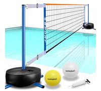 Furypiont Pool Volleyball Net - Portable Indoor/Outdoor Swimming Pool Volleyball Net System with 2 Water Volleyballs and Heavy Duty Base.Adjustable Length 15-25FT for Pickleball Net and Tennis Net
